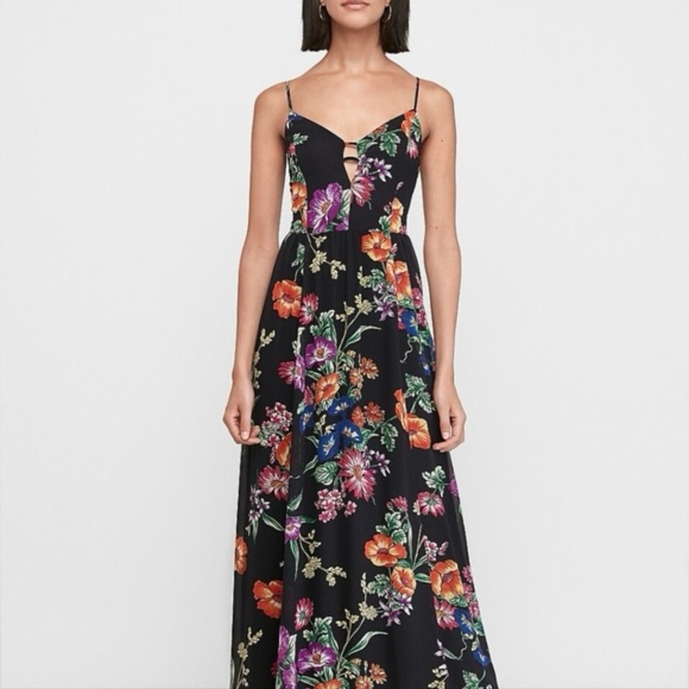 Express Black Floral Maxi Dress